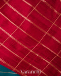 Peacock Blue Checks Raw Silk Handloom Saree