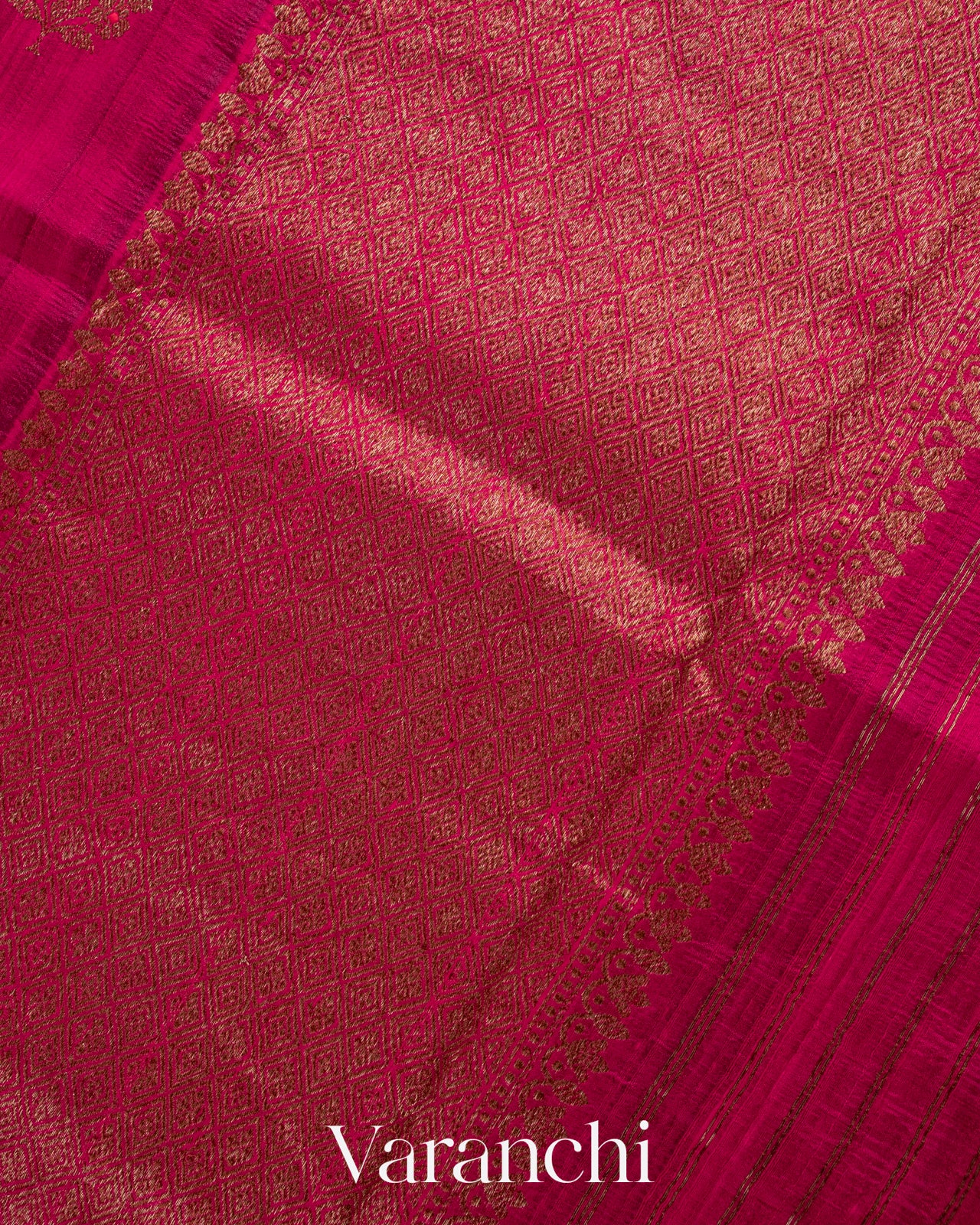 Rani Pink Borderless Pure Raw Silk Handloom Saree