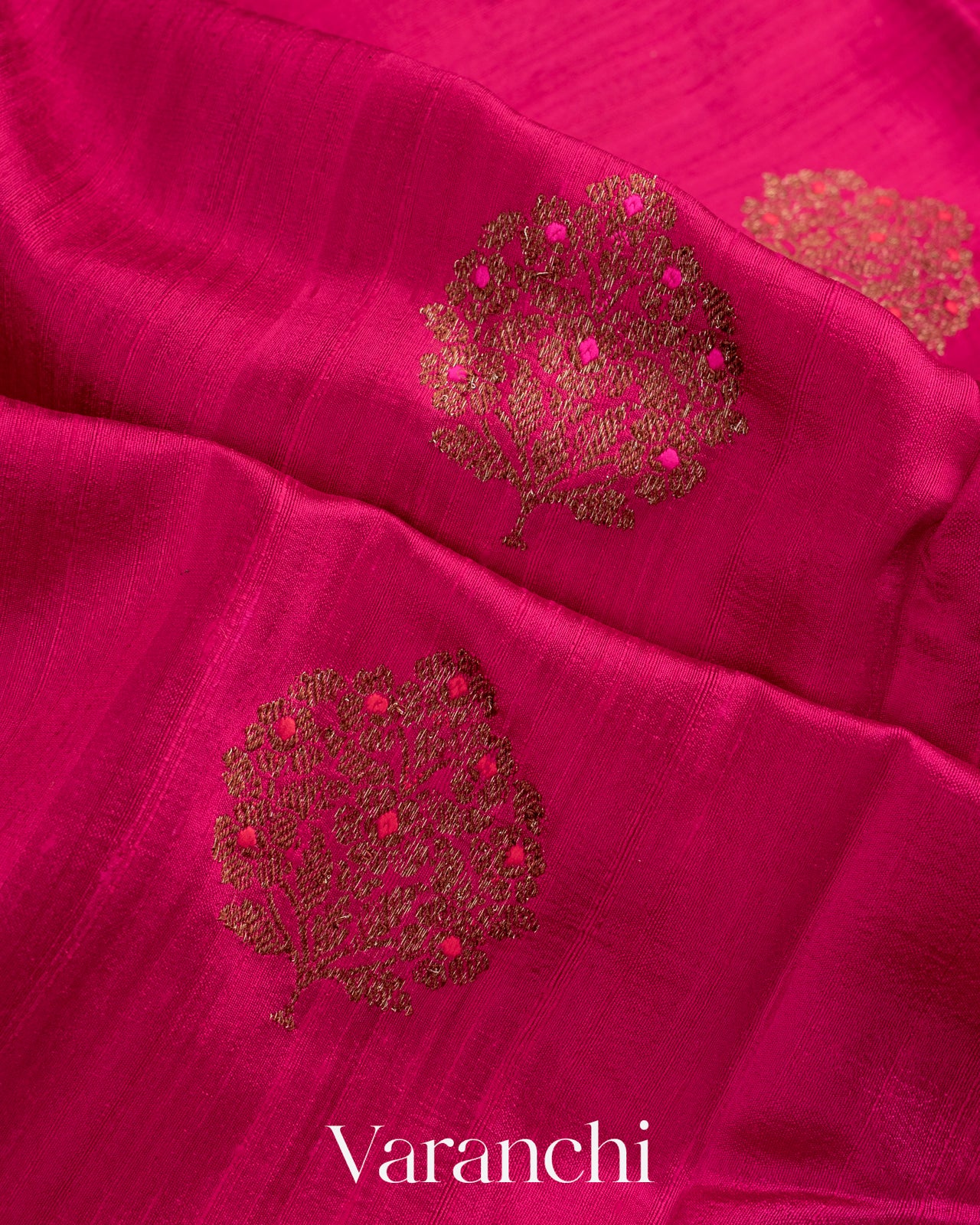 Rani Pink Borderless Pure Raw Silk Handloom Saree