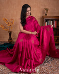 Rani Pink Borderless Pure Raw Silk Handloom Saree