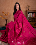 Rani Pink Borderless Pure Raw Silk Handloom Saree