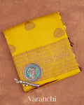 Olive Yellow Raw Silk Handloom Saree