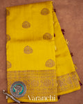 Olive Yellow Raw Silk Handloom Saree