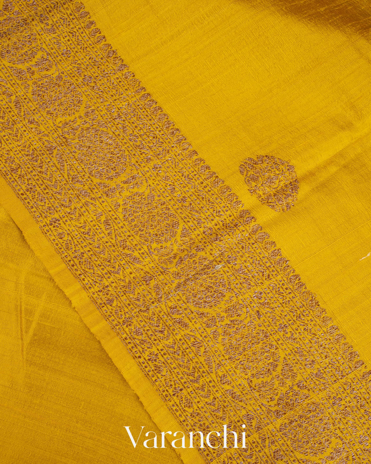 Olive Yellow Raw Silk Handloom Saree