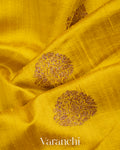 Olive Yellow Raw Silk Handloom Saree