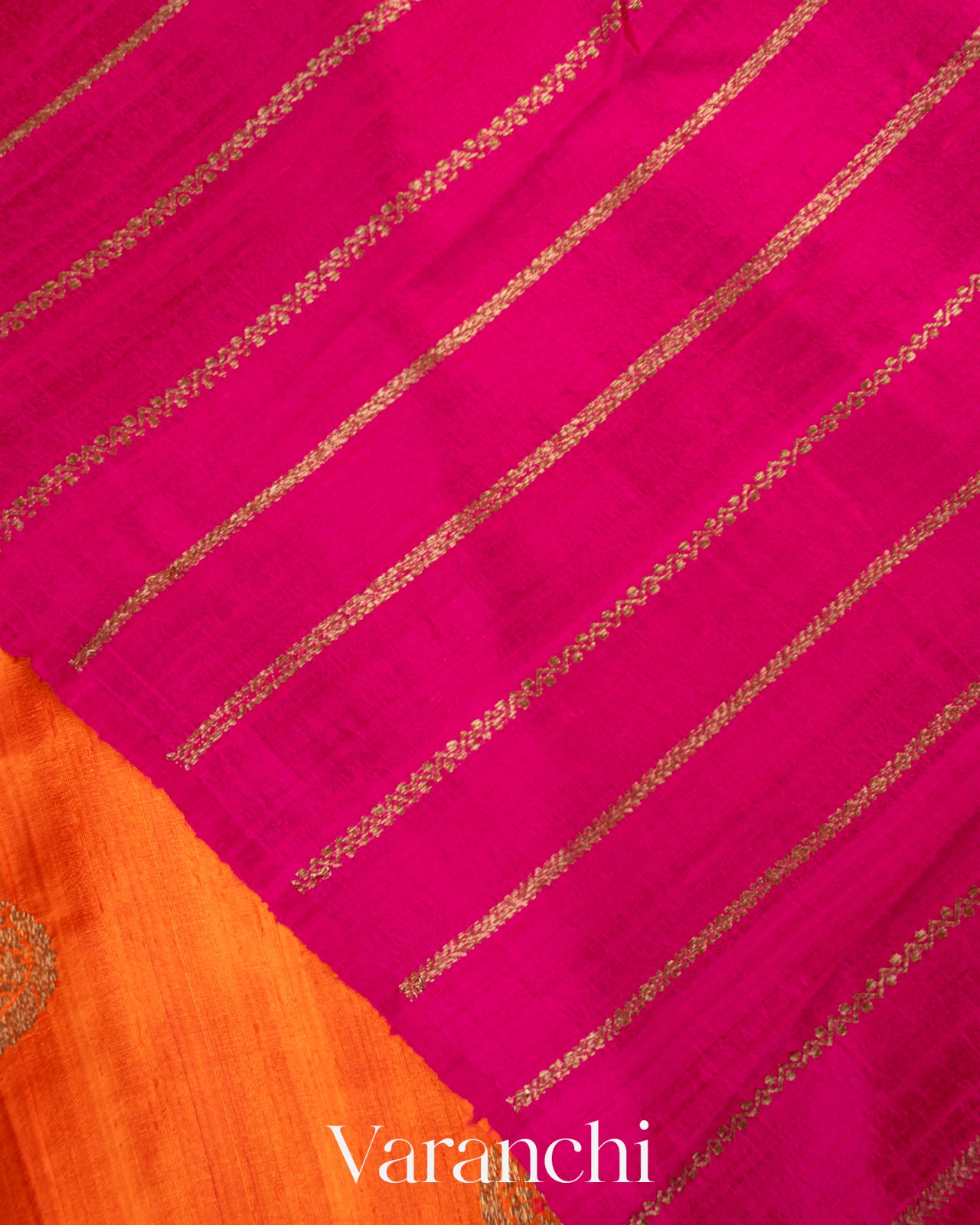 Marigold Orange Borderless Pure Raw Silk Handloom Saree