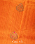 Marigold Orange Borderless Pure Raw Silk Handloom Saree