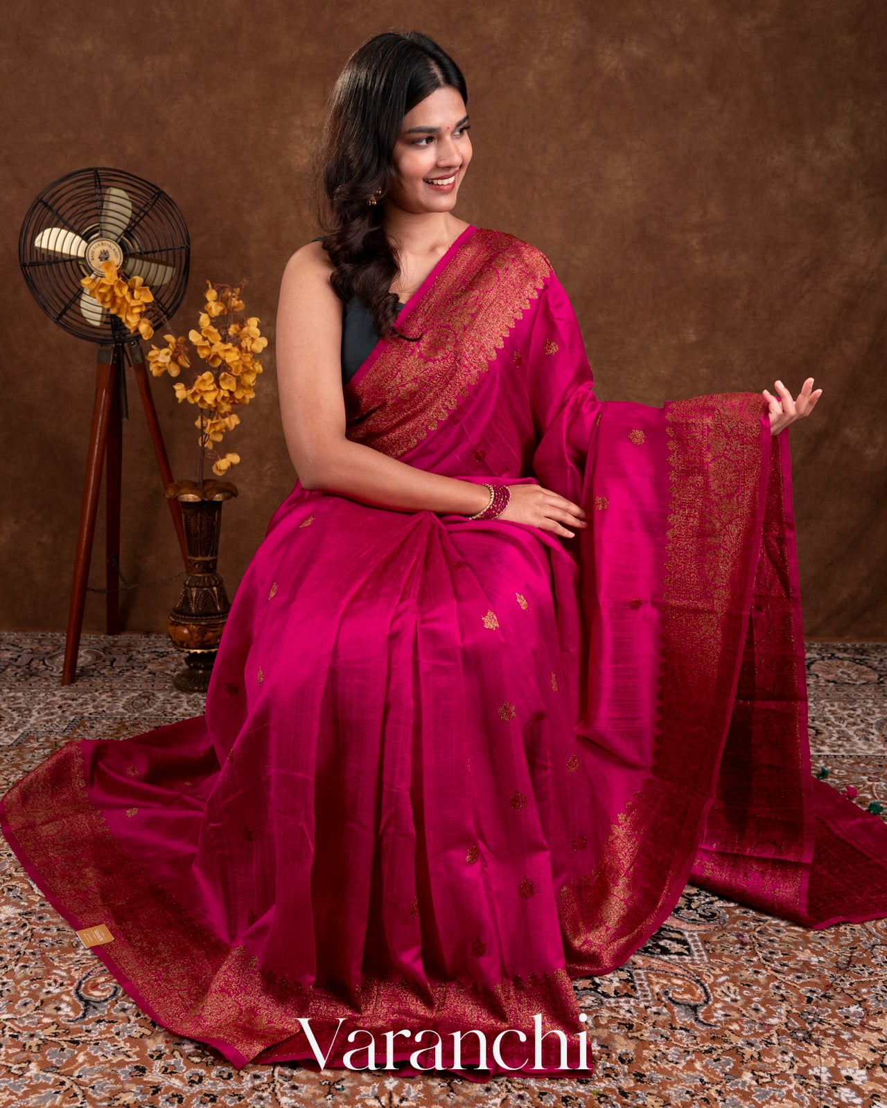 Rani Pink Pure Raw Silk Handloom Saree