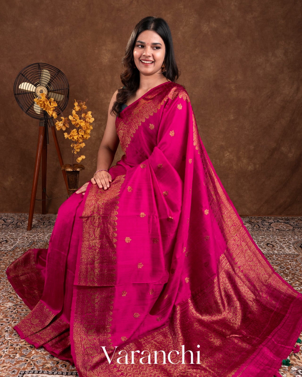 Rani Pink Pure Raw Silk Handloom Saree