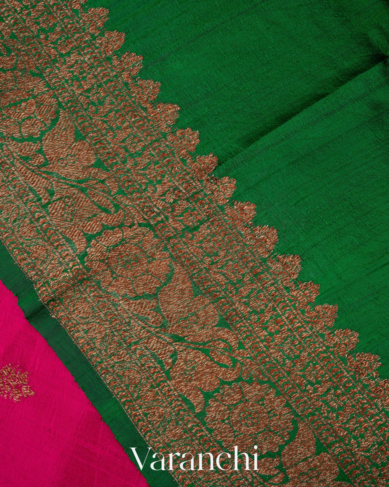 Rani Pink Pure Raw Silk Handloom Saree
