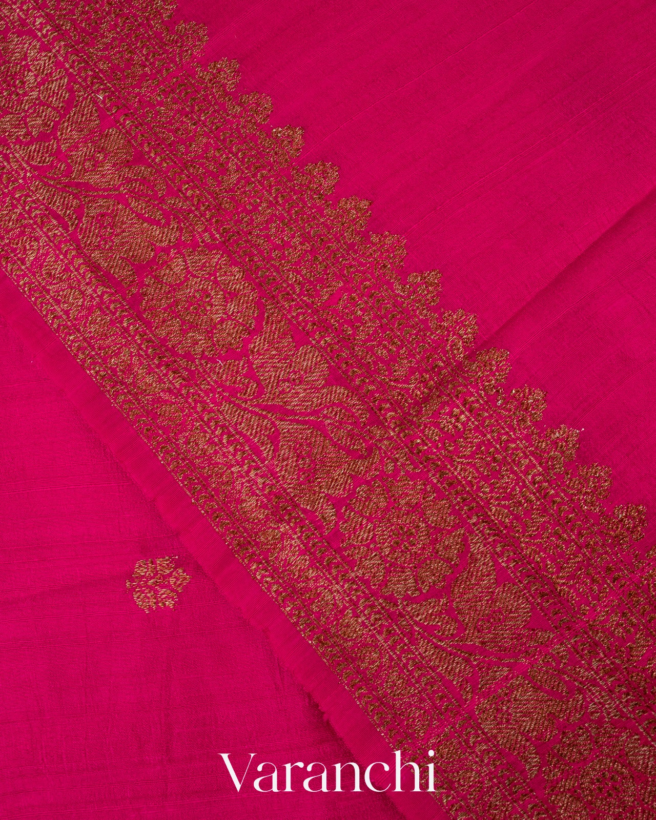 Rani Pink Pure Raw Silk Handloom Saree
