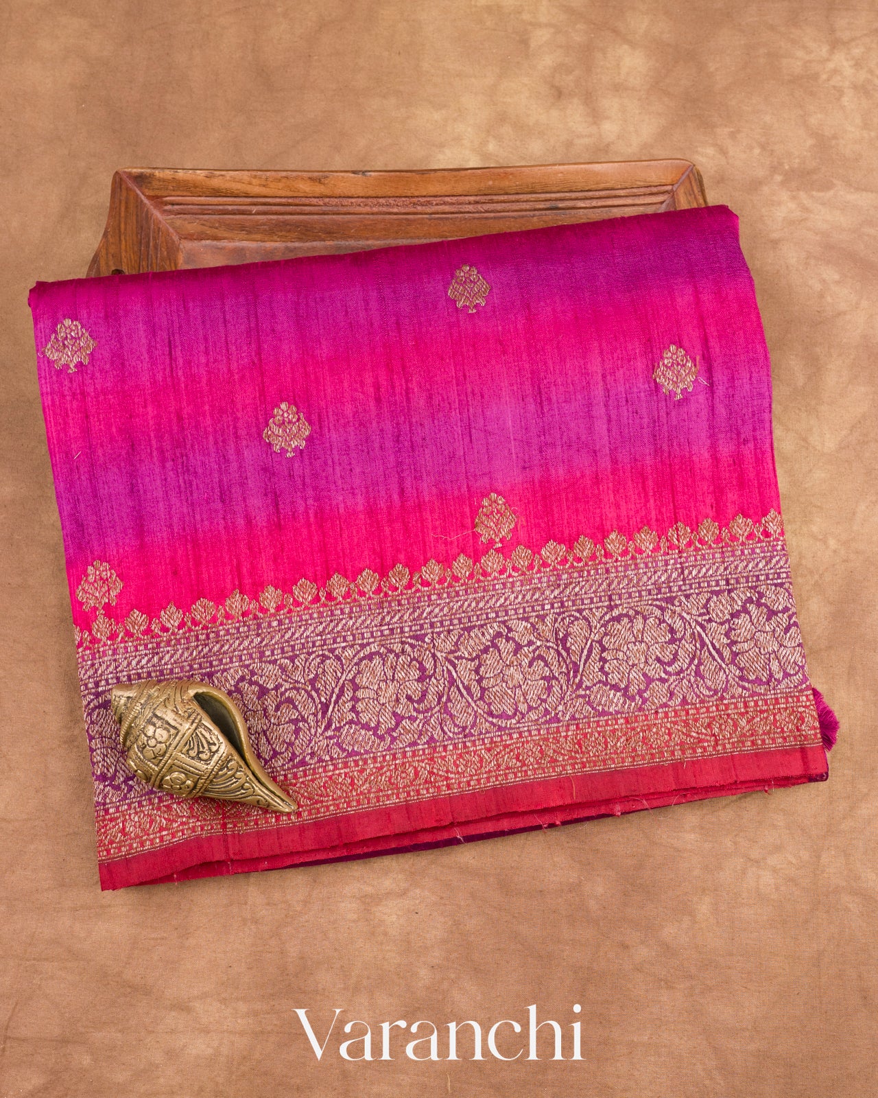 Rani Pink Shibori Pure Raw Silk Handloom Saree 
