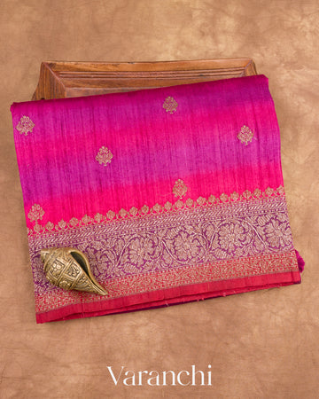 Rani Pink Shibori Pure Raw Silk Handloom Saree 