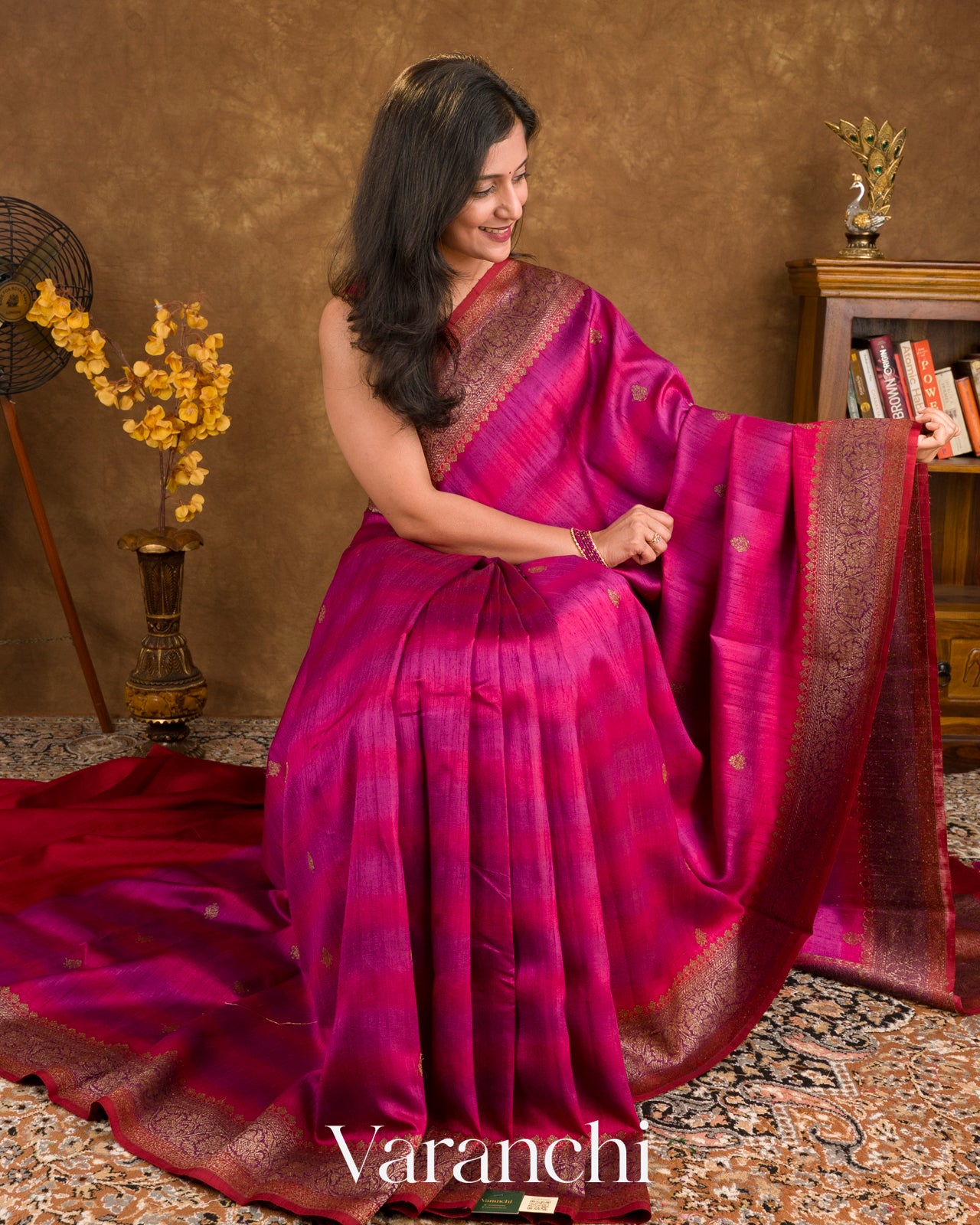 Rani Pink Shibori Pure Raw Silk Handloom Saree 
