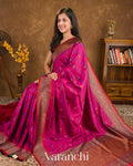 Rani Pink Shibori Pure Raw Silk Handloom Saree 