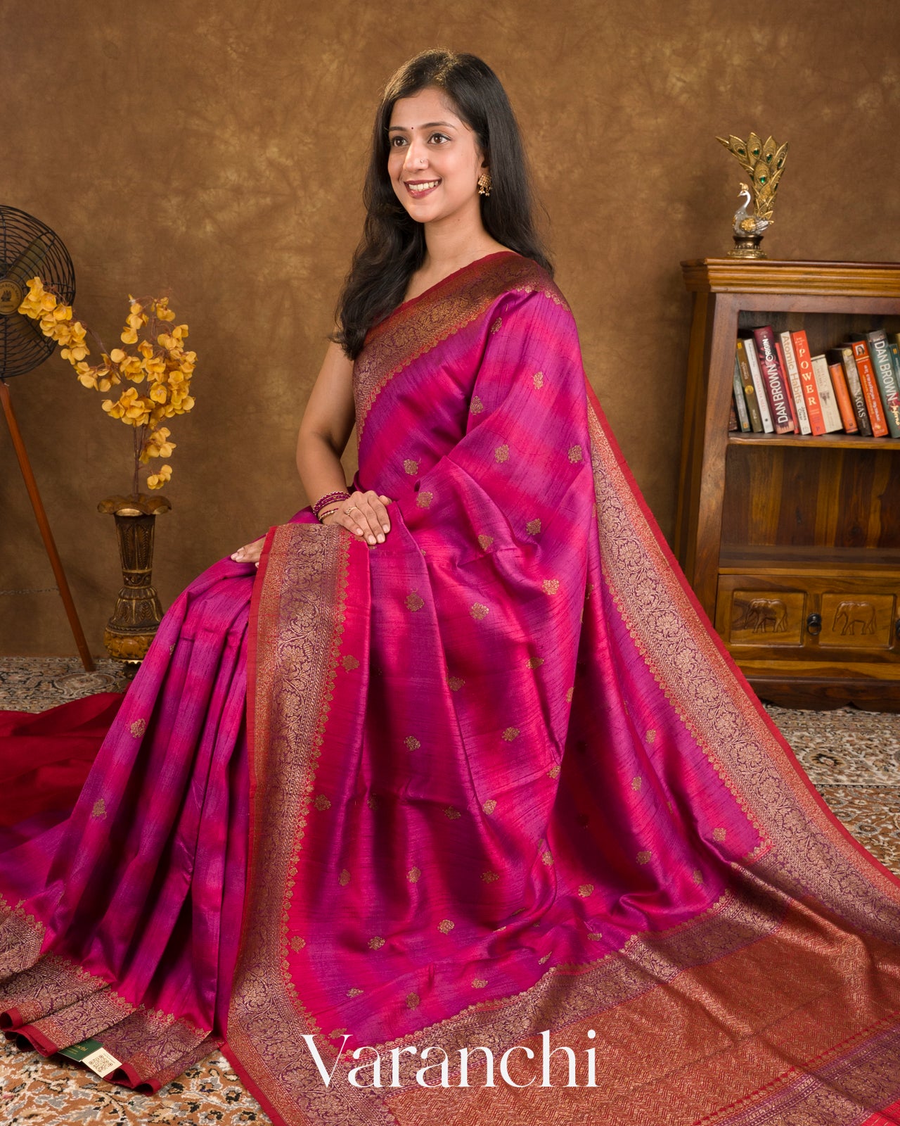 Rani Pink Shibori Pure Raw Silk Handloom Saree 