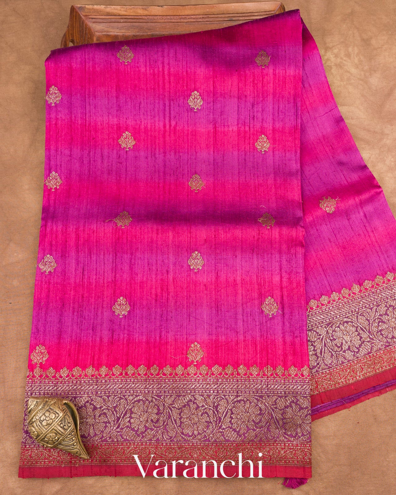 Rani Pink Shibori Pure Raw Silk Handloom Saree 