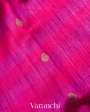 Rani Pink Shibori Pure Raw Silk Handloom Saree 