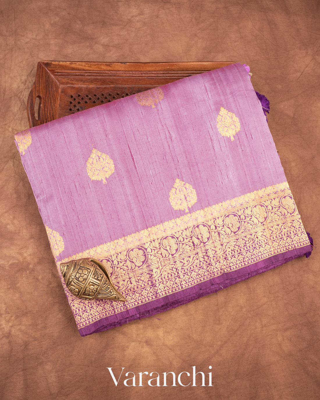 Lilac Pure Raw Silk Handloom Saree