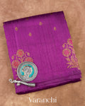 Purple Borderless Pure Raw Silk Handloom Saree 