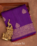 Purple and Rani Pink Ombre-Dyed Raw Silk Handloom Saree