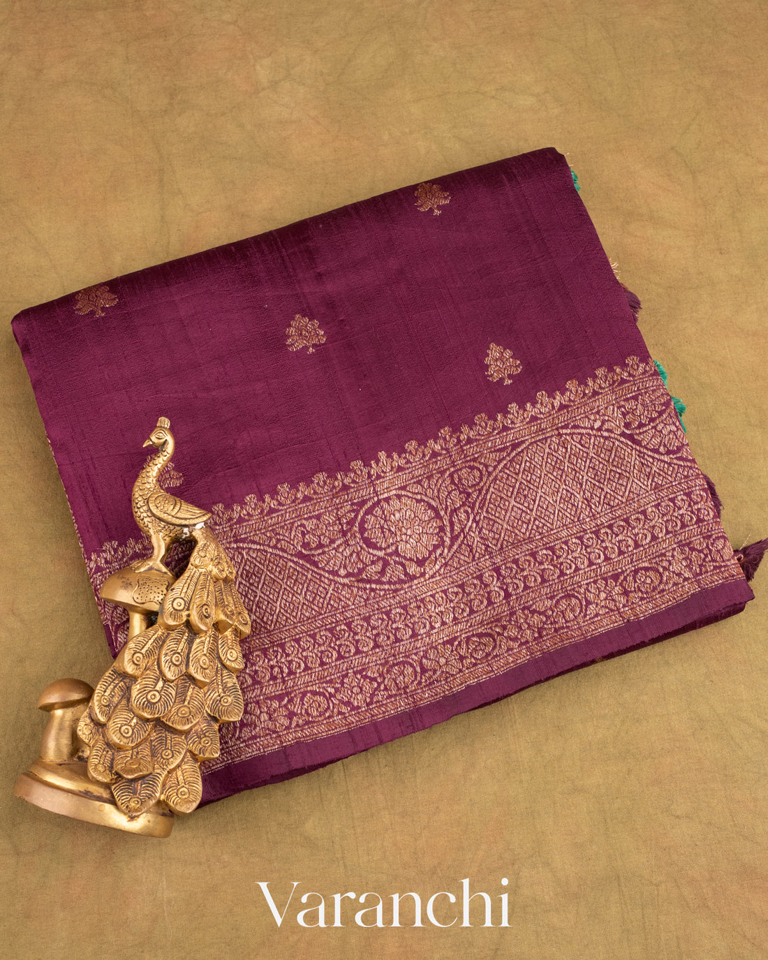 Wine Pure Raw Silk Handloom Saree