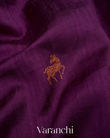 Deep Purple Shikargah Raw Silk Handloom Saree