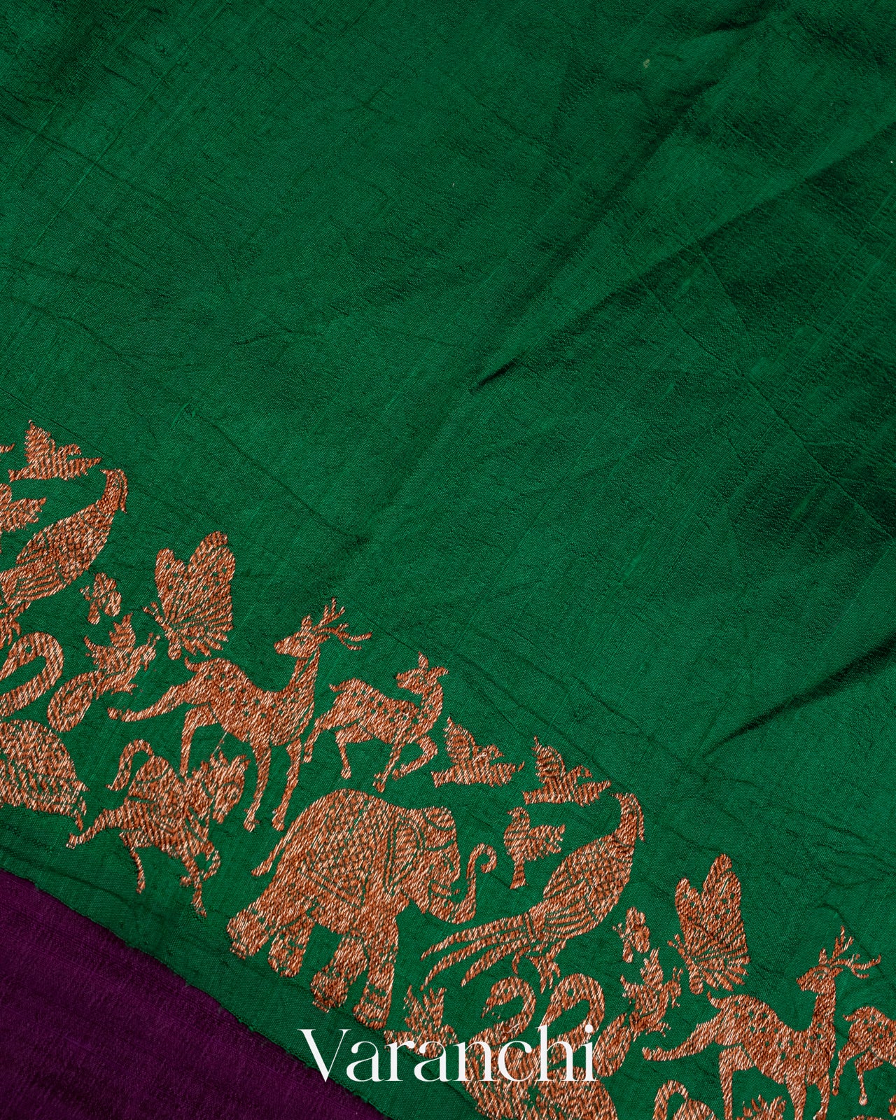 Deep Purple Shikargah Raw Silk Handloom Saree