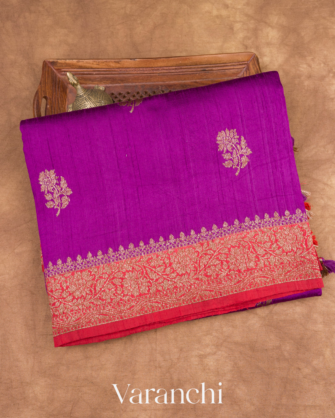 Purple Raw Silk Handloom Saree