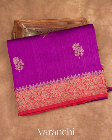 Purple Raw Silk Handloom Saree