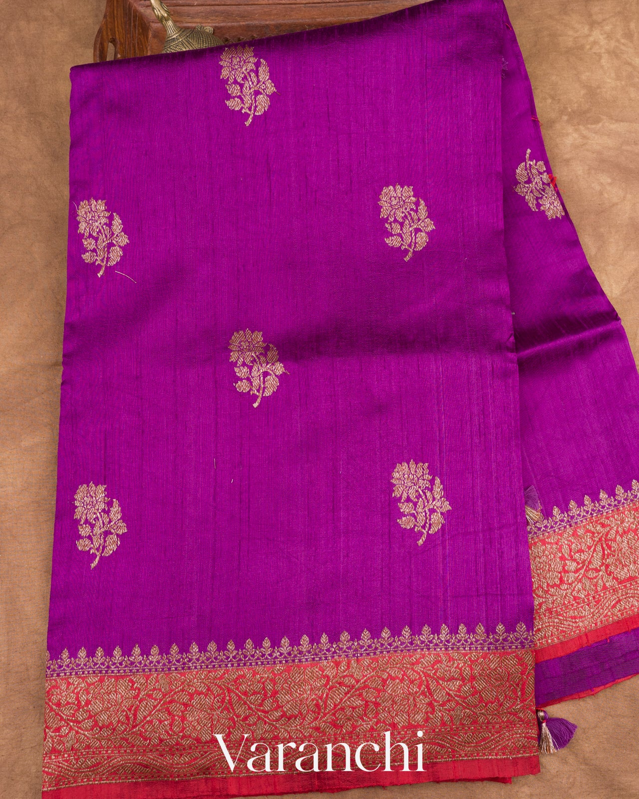 Purple Raw Silk Handloom Saree