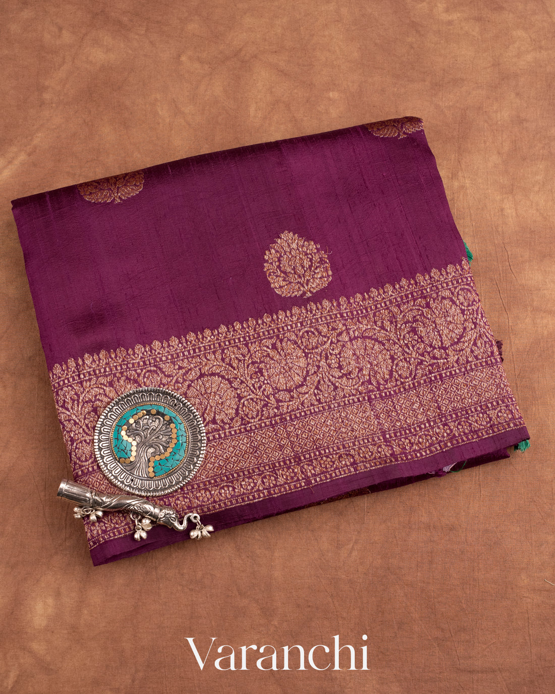 Deep Purple Pure Raw Silk Handloom Saree