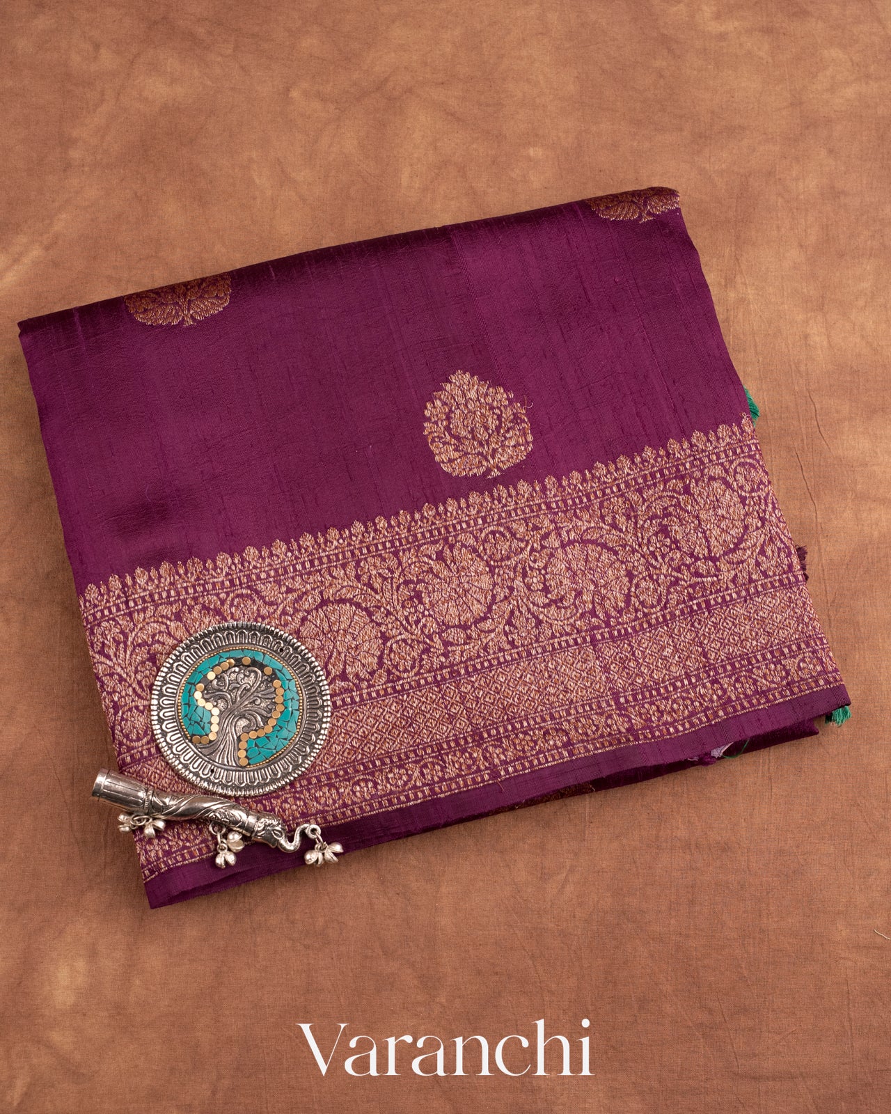 Deep Purple Pure Raw Silk Handloom Saree