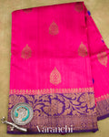 Rani Pink Pure Raw Silk Handloom Saree