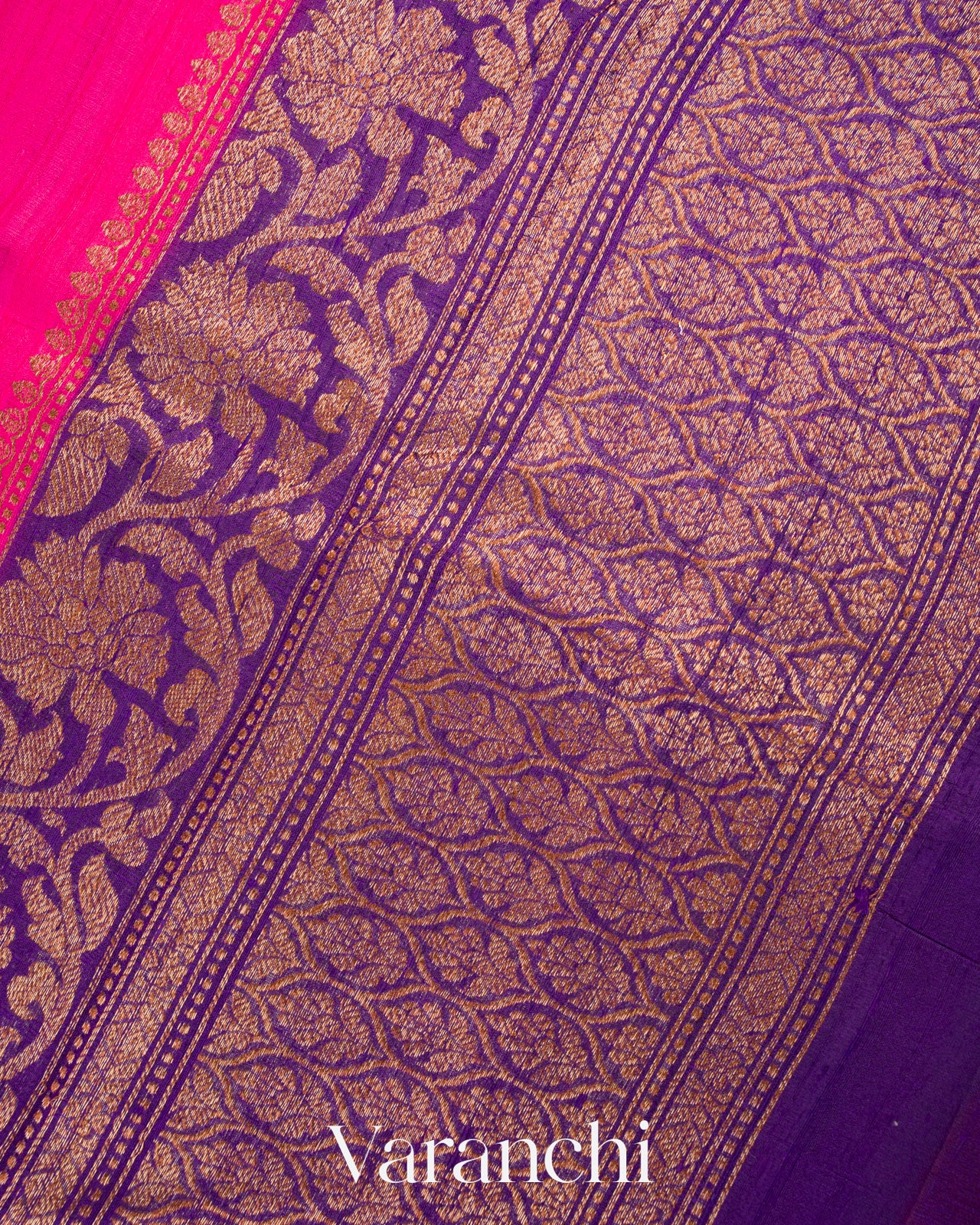 Rani Pink Pure Raw Silk Handloom Saree