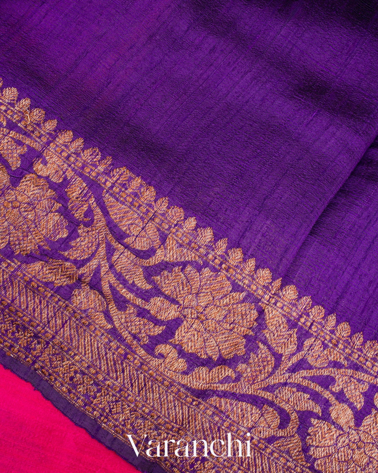 Rani Pink Pure Raw Silk Handloom Saree