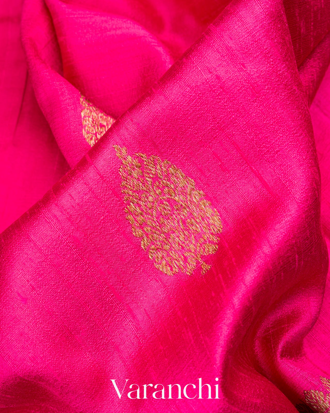 Rani Pink Pure Raw Silk Handloom Saree