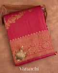 Deep Red Lehariya Pure Raw Silk Handloom Saree