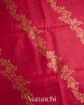 Deep Red Lehariya Pure Raw Silk Handloom Saree