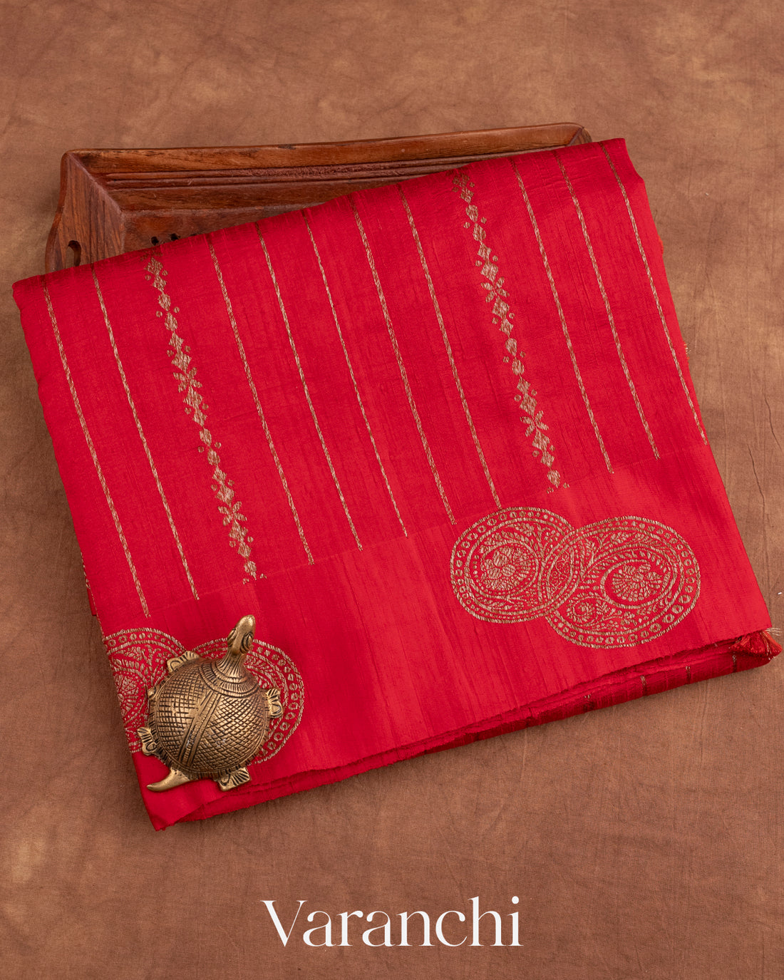 Chilli Red Pure Raw Silk Handloom Saree