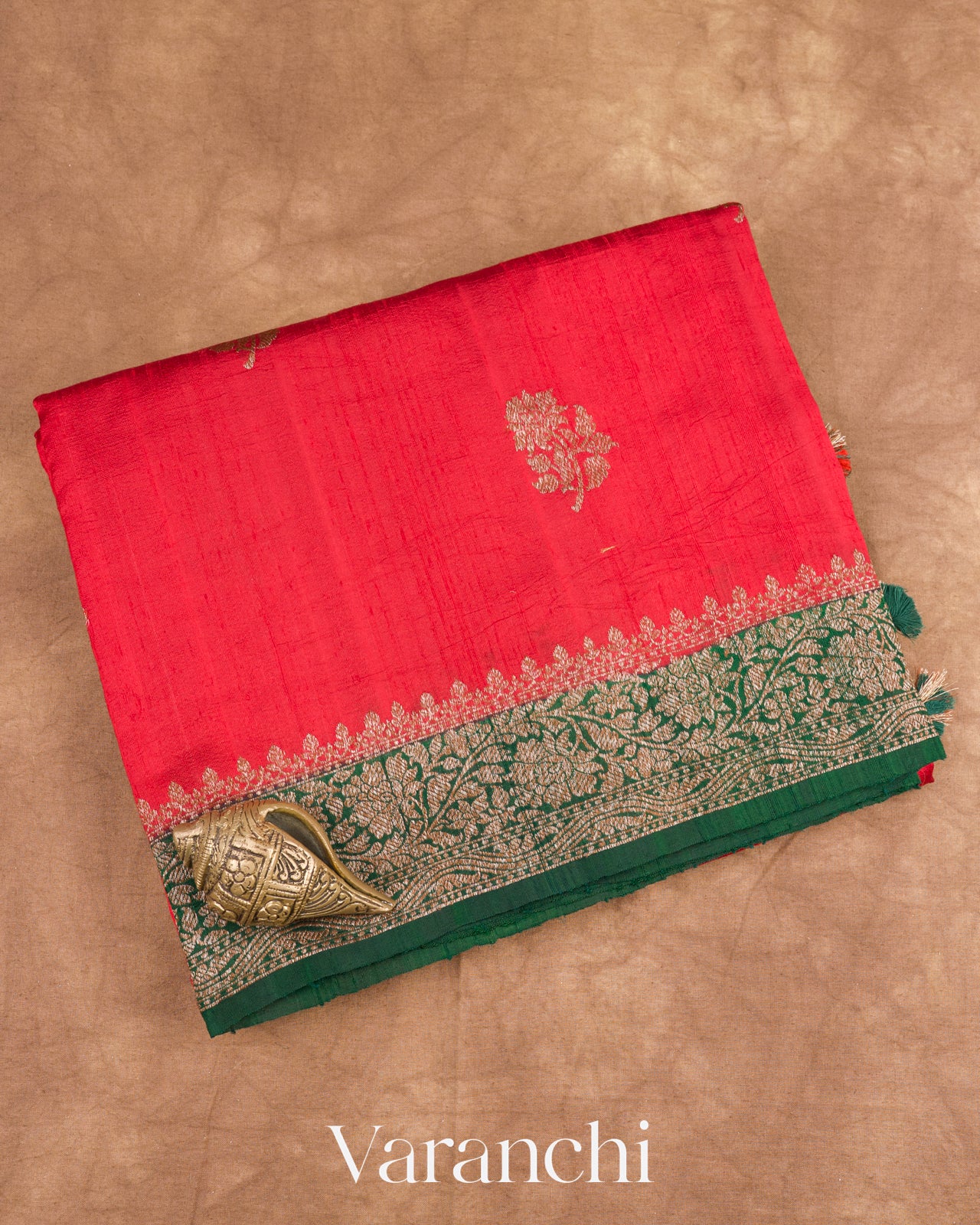 Chilly Red Raw Silk Handloom Saree 
