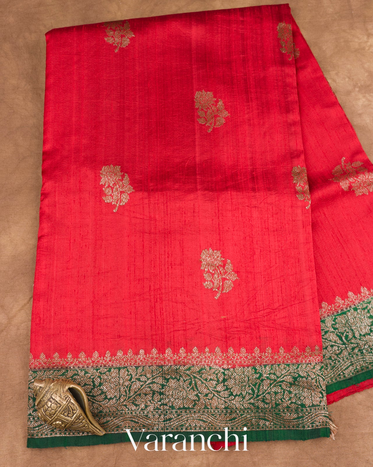 Chilly Red Raw Silk Handloom Saree 