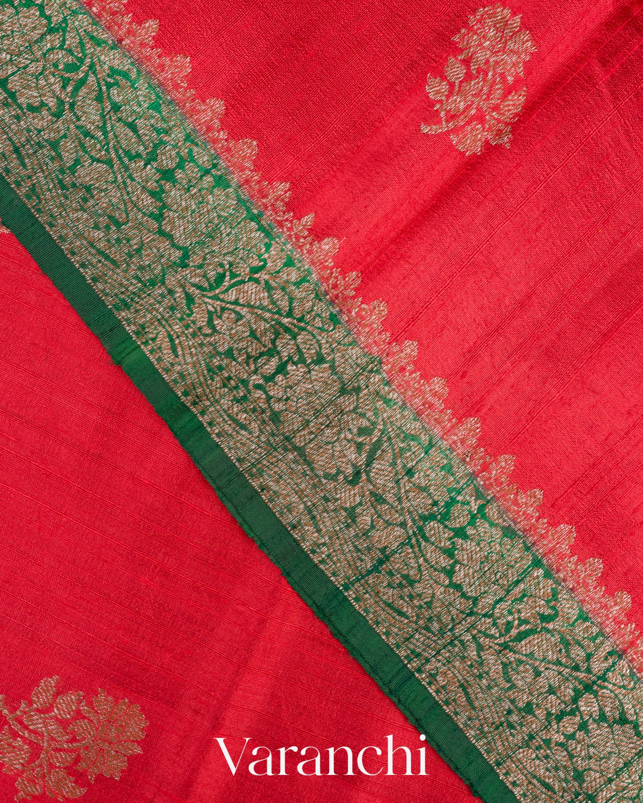 Chilly Red Raw Silk Handloom Saree 