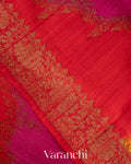 Rani Pink and Yellow Tricolour Rangkaat Pure Raw Silk Handloom Saree
