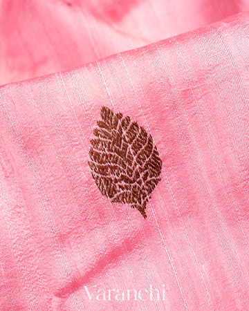 Light Pink Pure Raw Silk Handloom Saree