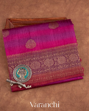 Purple Shibori Pure Raw Silk Handloom Saree