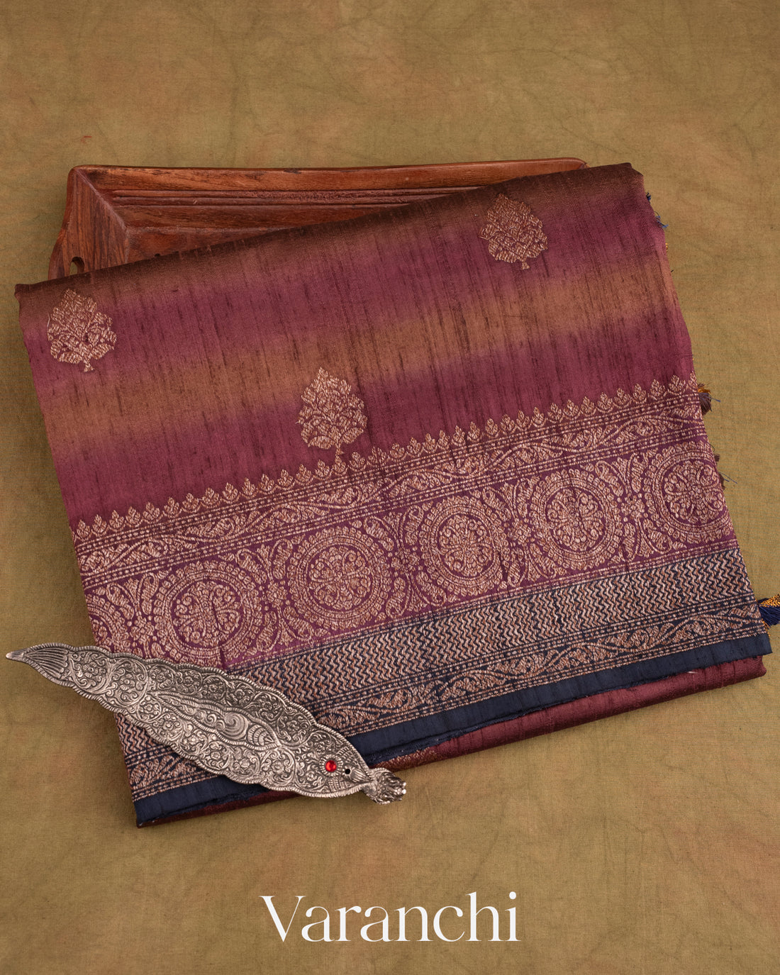 Wine Shibori Pure Raw Silk Handloom Saree