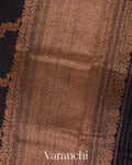 Deep Black Leheriya Pure Raw Silk Handloom Saree