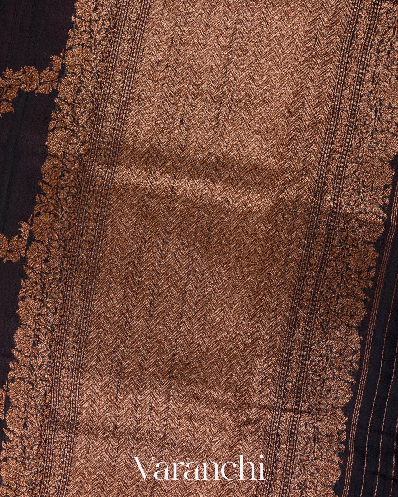 Deep Black Leheriya Pure Raw Silk Handloom Saree