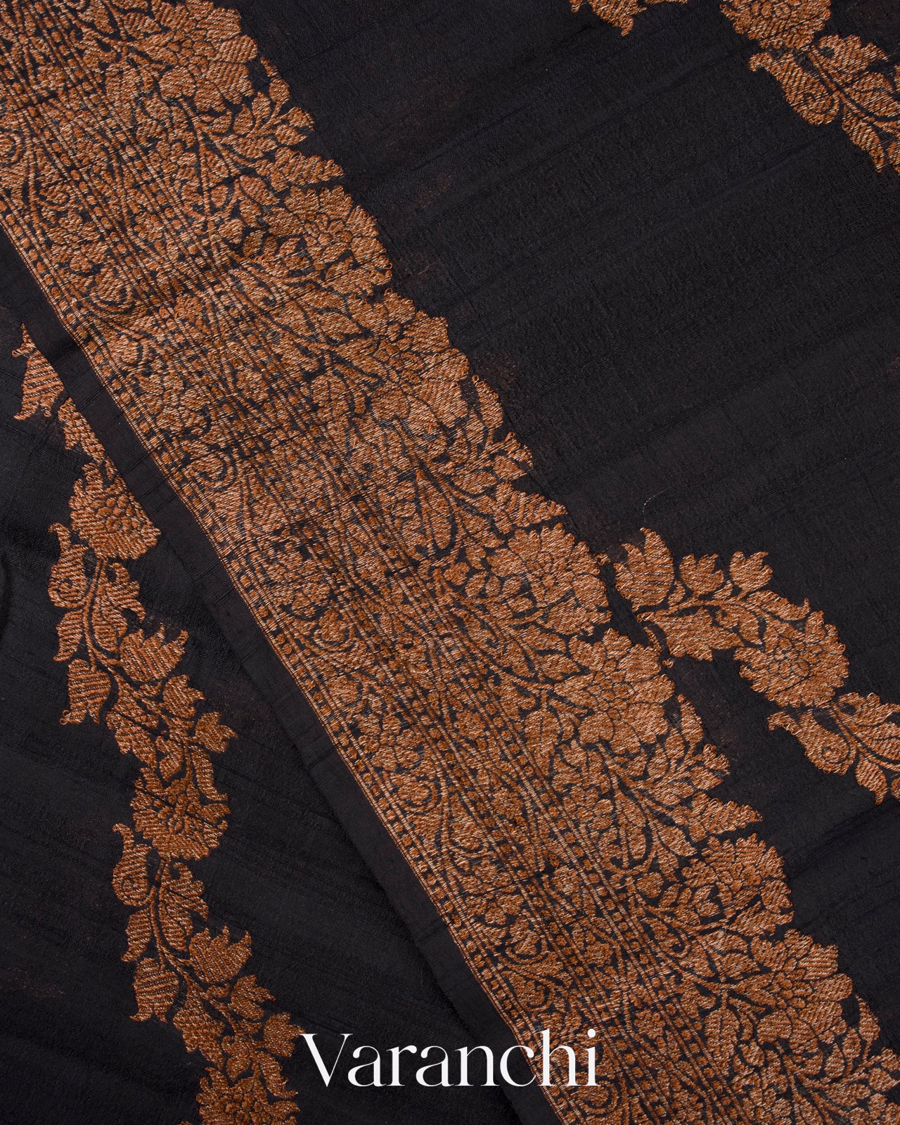 Deep Black Leheriya Pure Raw Silk Handloom Saree